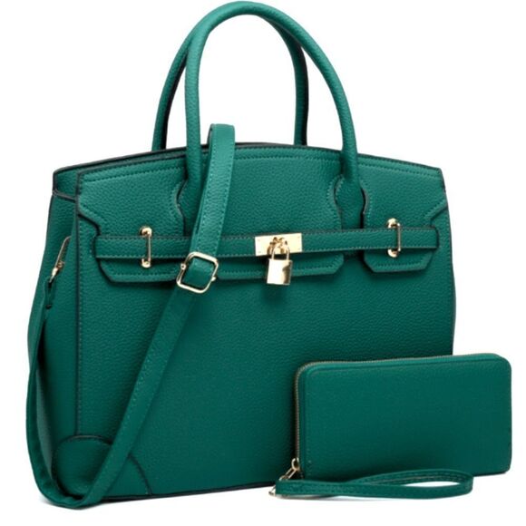 Padlock Handbag | Large Satchel with Wallet - Picture 1 of 2